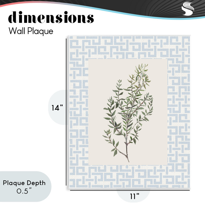 Feuille d'herbe sur plaque murale géométrique, design par Diannart