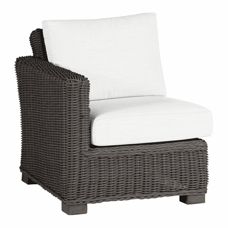 Rustic Woven Sectional Left - Slate Gray, Slate Gray, Rollo Lace InsideOut® Linen, No Welt