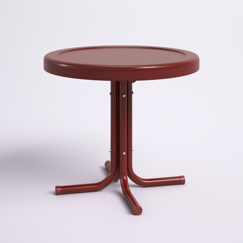 Alanna Round Metal Outdoor Side Table , 22'' in. W 22'' in. D, Dark Red Satin