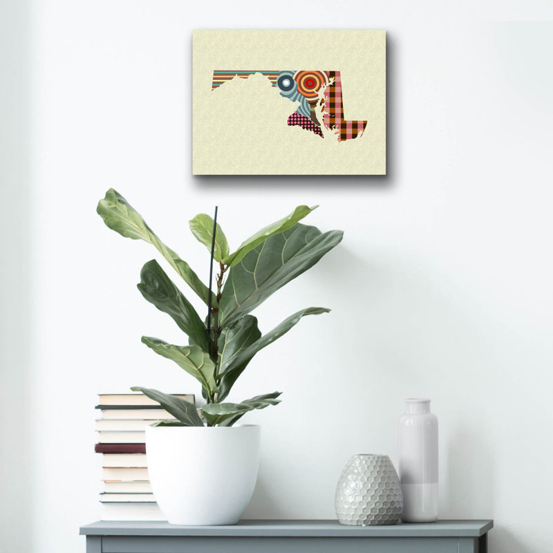 «Maryland State Map» par Lanre Adefioye, art mural en verre acrylique, H 12 po x l 16 po x P 0,13 po