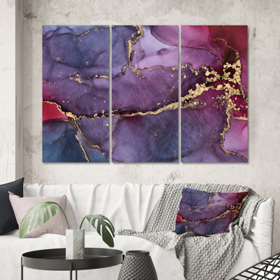 " Purple Luxury Abstract Fluid Art II " 3 - Pieces