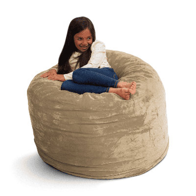  | Fauteuil à billes 3 pi | Rembourrage en mousse - Housse lavable amovible, fourrure de chameau