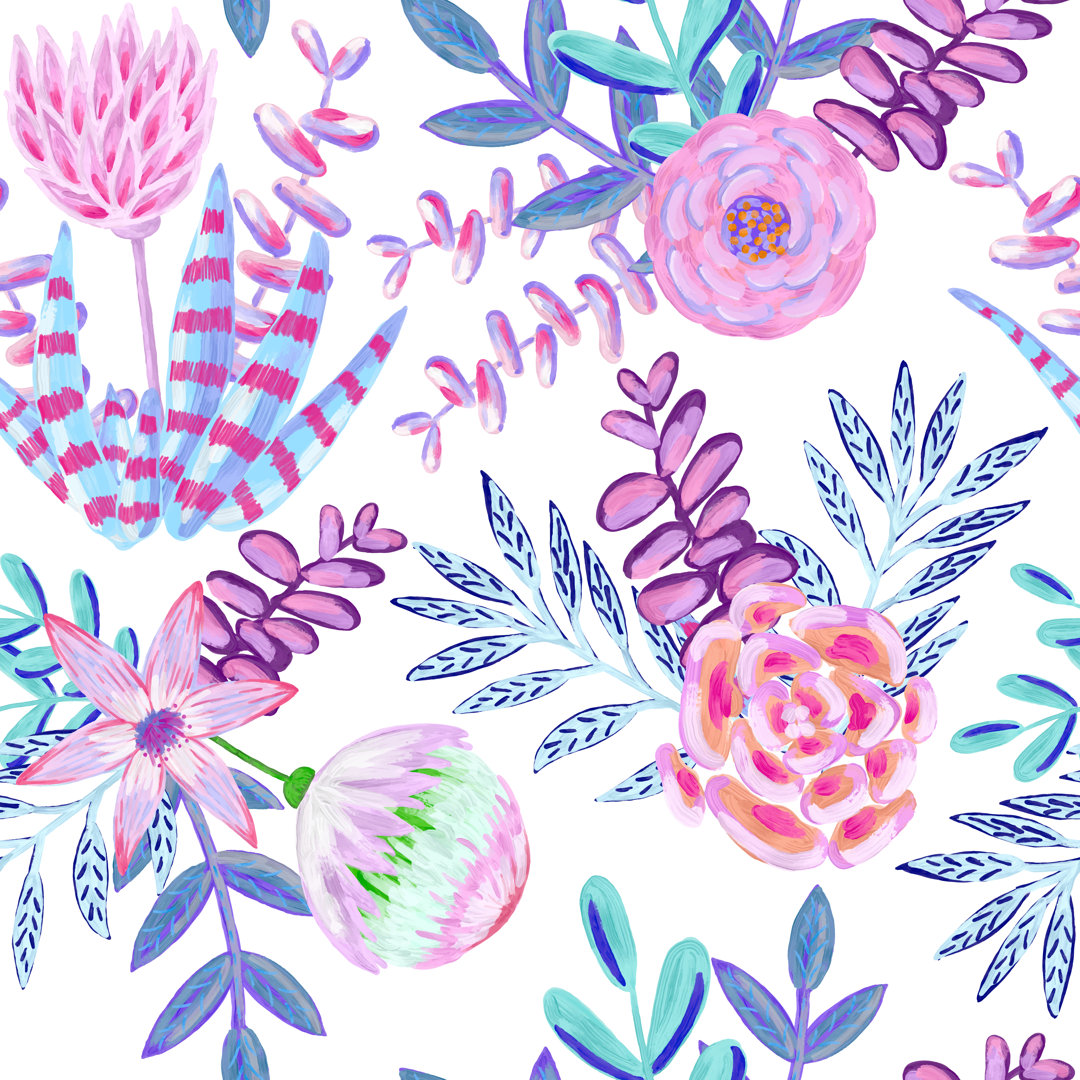 Floral Seamless Pattern von Gokcemim - Kunstdrucke ohne Rahmen auf Leinwand