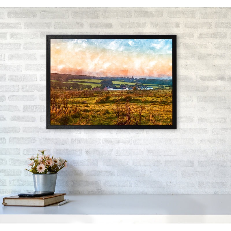 Looking Over Dartmoor Landscape - Print, Black Framed, 46cm H x 63cm W x 3cm D