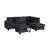 Modern Style 3Pc Sectional Set USB Port Storage Ottoman Right Arm Chaise Left Arm Sofa Black Finish Primary Living Room