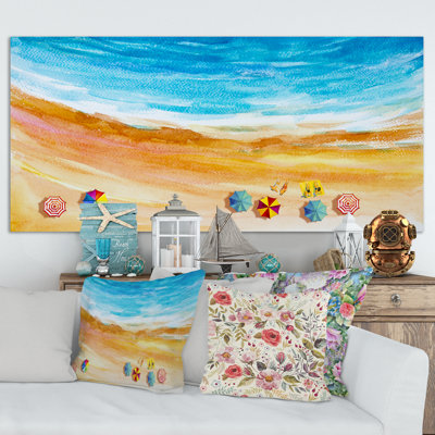Vue aérienne de la plage de Miami Pastel - peinture sur toile