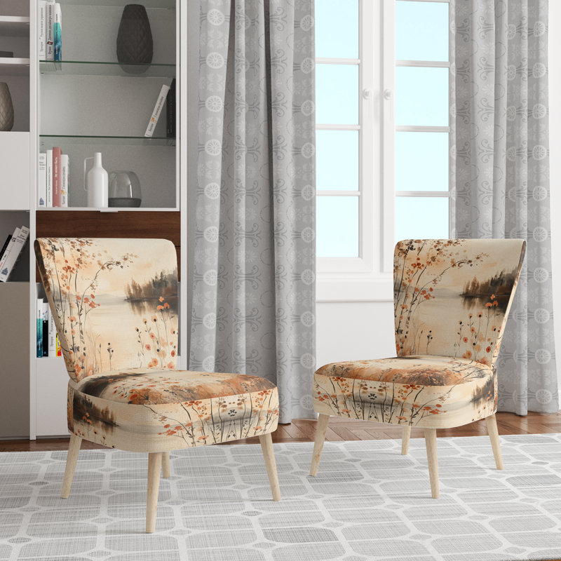 Chaise rembourrée Wildflowers - Chaise d'appoint rouge Wildflowers Lake Horizon, Side Chair Armless