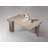 Modern Coffee Table, Travertine Color, 43.3 x 17.9 x 27.6 inches | 100% Melamine Coated Particle Board with Particle Board Legs | 220 lbs Bearing Capacity | Stylish Novelty Marble Design for Contemporary Living Spaces