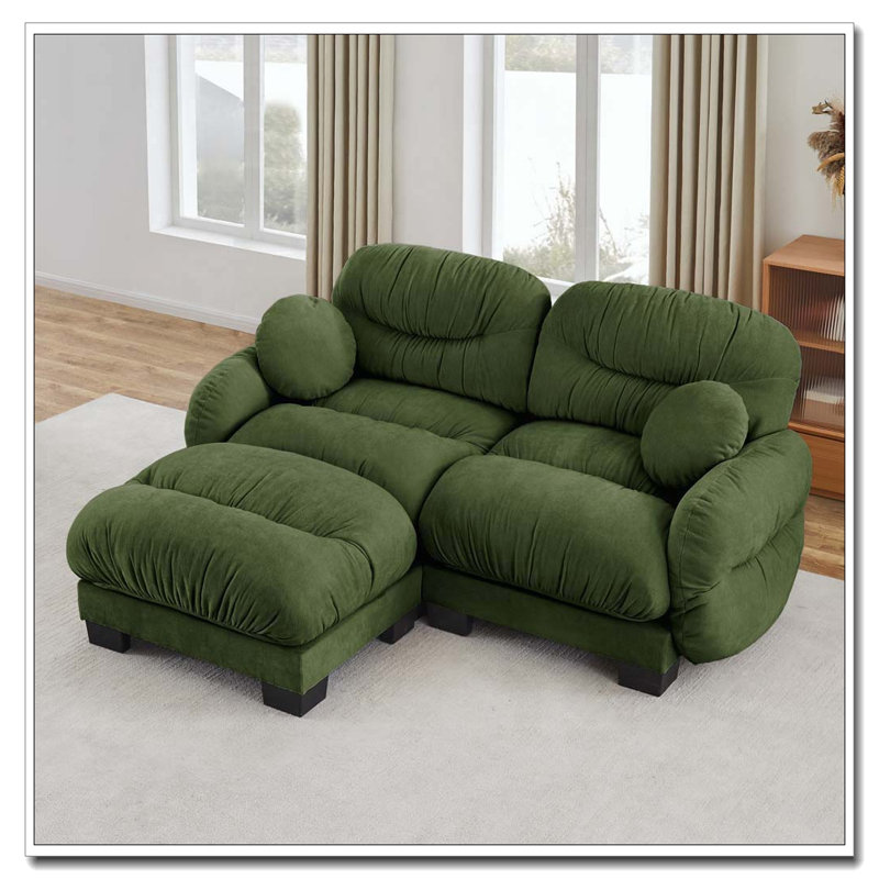 Canapé modulaire confortable en tissu de chenille plissé avec mousse ergonomique haute densité mer