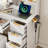Modern Fluted Makeup Vanity Set with LED Bulb Mirror, Multi Storage Drawers & Matching Upholstered Stool