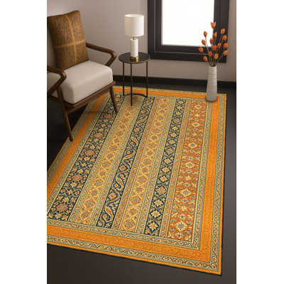 Tapis bleu tissé lavable rétro Mosso