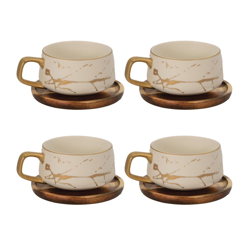 Avrian Ceramic Teacup and Saucer, White