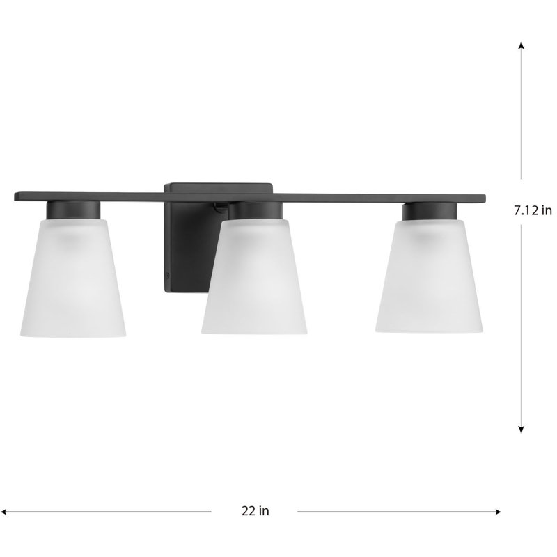 Three-Light Transitional Vanity Light, Matte Black