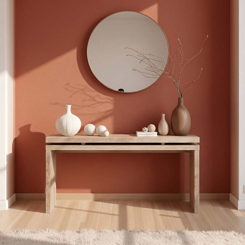 Console 60 "Farmhouse - Table d'entrée en bois massif et panneau de fibres à densité moyenne (naturel antique)