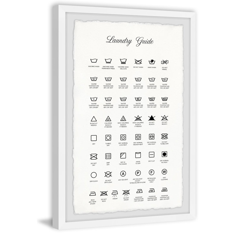 Laundry Guide II Framed Print, 12" H x 8" W x 1.5" D