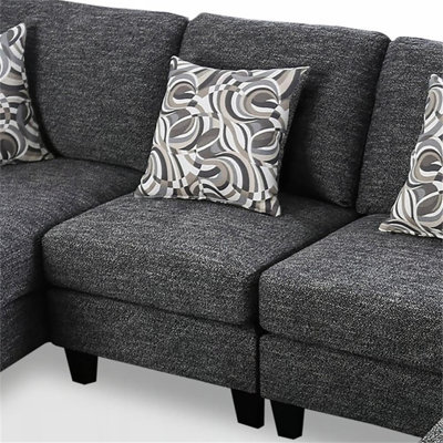 Chaise sans accoudoirs contemporaine de couleur grise en chenille 1pc
