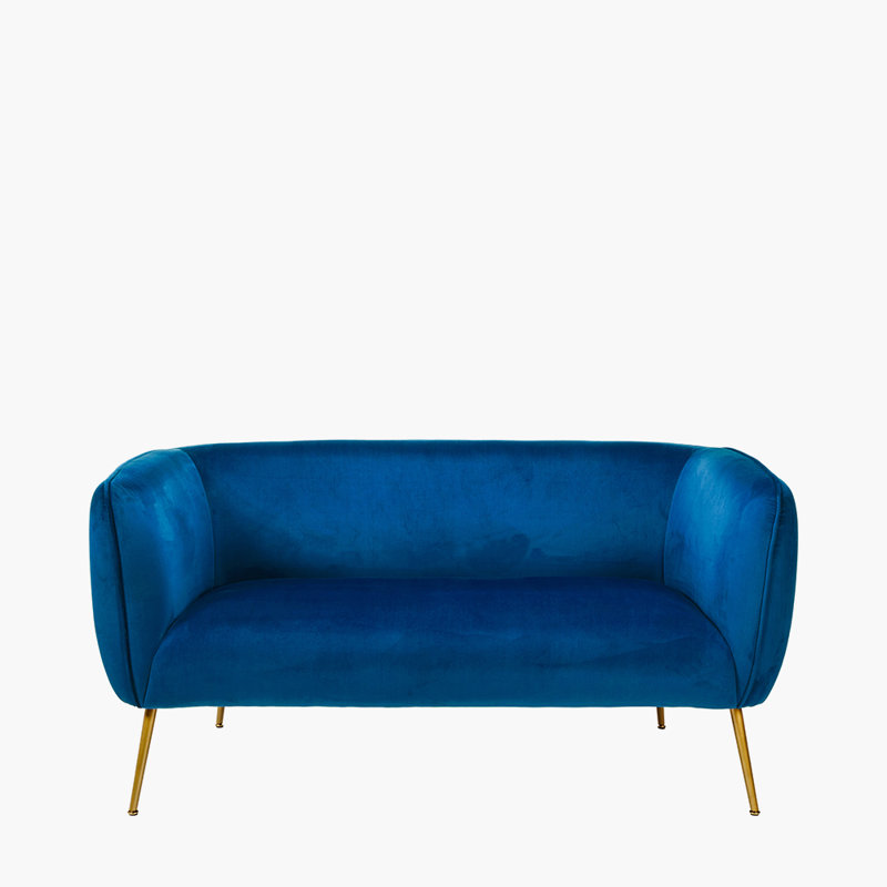 Lucca 2 Seater Velvet Sofa, Sapphire Blue