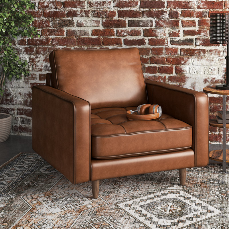 Fauteuil Rumsey, Cuir fleur camel