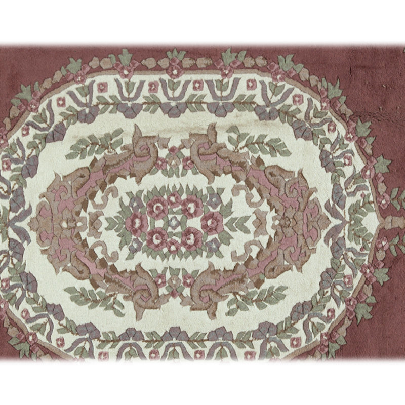 Tapis rose et ivoire noué à la main de haute qualité