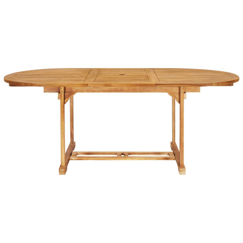 Quadrello 6 - Person Teak Wood Patio Dining Set with Extendable Oval Table