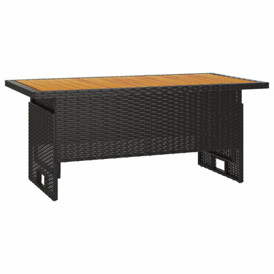 Ebern Designs Garden Table Black 100X50x43/63 Cm Solid Wood Acacia&Poly Rattan