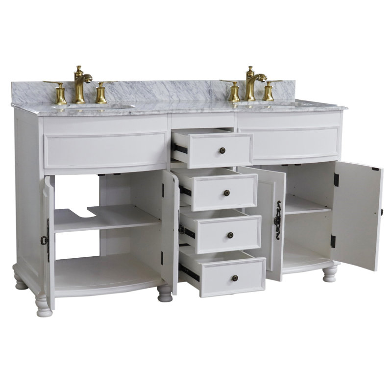 Ensemble de meuble-lavabo double 62 po Huseby, Blanc antique
