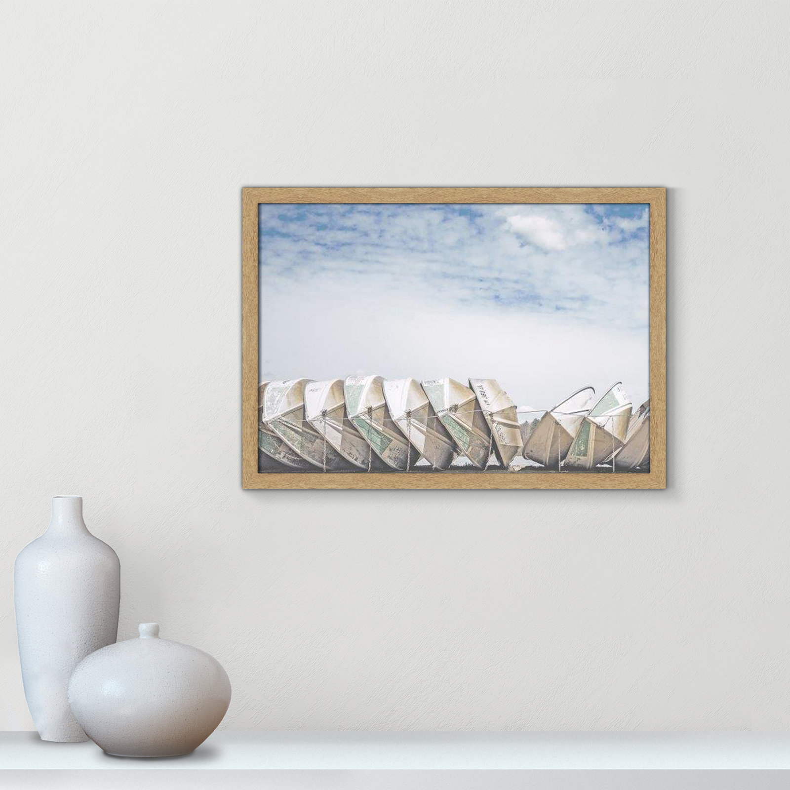 Hennecy "Wooden Boats" Print by Leah Straatsma, 17" H x 23" W x 1.25" D, Natural