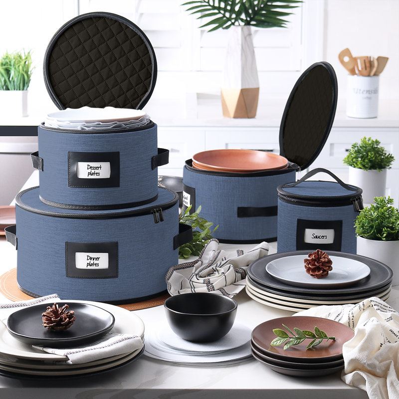 6-Piece Hard Shell Dinnerware Storage Set, Blue