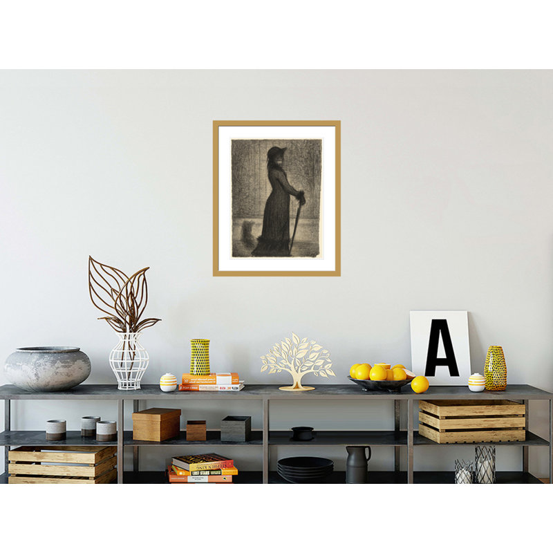 «Woman Strolling» par Georges Seurat, impression giclée sur cadre, H 28,69 po x l 23,5 po
