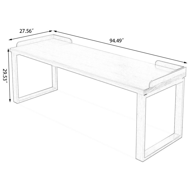 Rectangular Solid Wood Desks, Walnut, 29.53" H x 94.49" W x 27.56" D