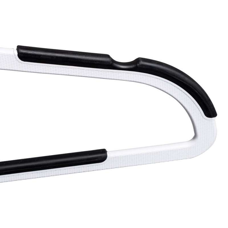 White and Black Rubber Grip Plastic Hangers, 50-Pack