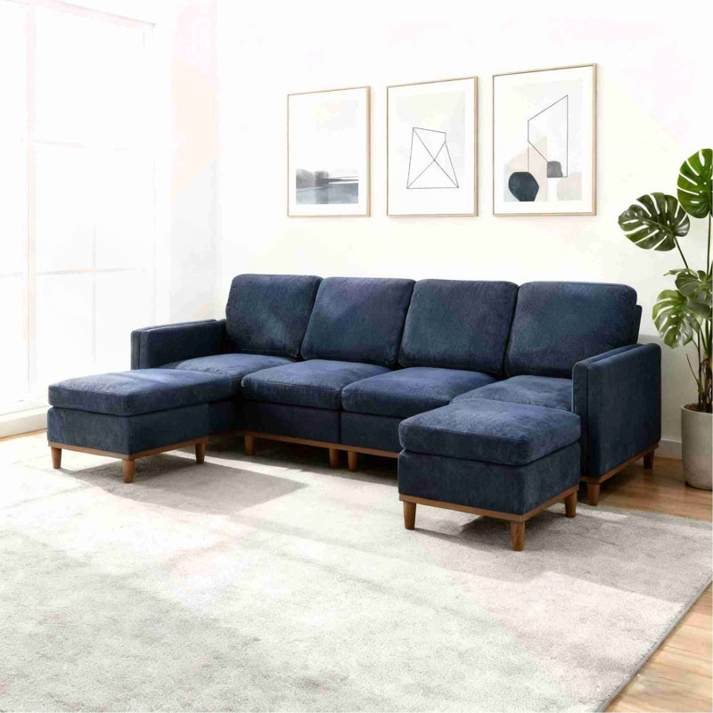 Canapé moderne avec rembourrage doux - idéal pour le salon, le bureau et la salle à manger, 105.5" W, Blue