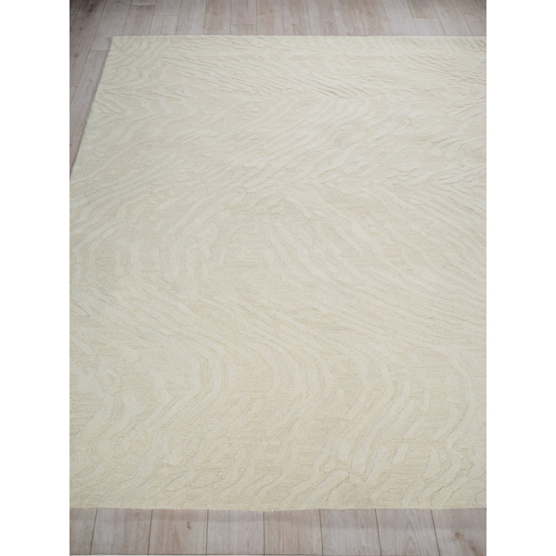 Entro Handmade New Zealand Wool Cream/Ivory Area Rug, Rectangle 12' x 15'