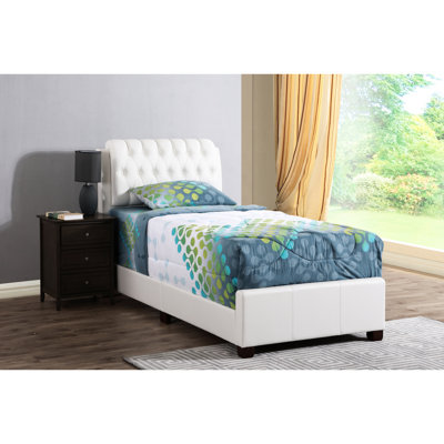 Lit simple contemporain blanc avec structure - 48 po de hauteur x 41 po de largeur, 83 po de profondeur, finition élégante, assemblage requis pour une expérience de chambre à coucher relaxante