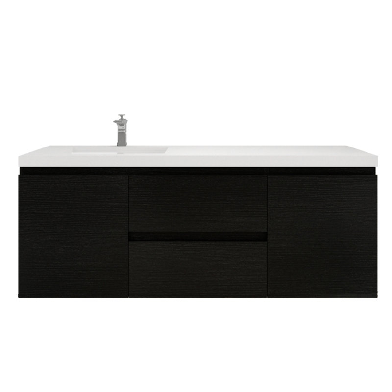 Single Bathroom Vanity with Acrylic Top, Rich Black
