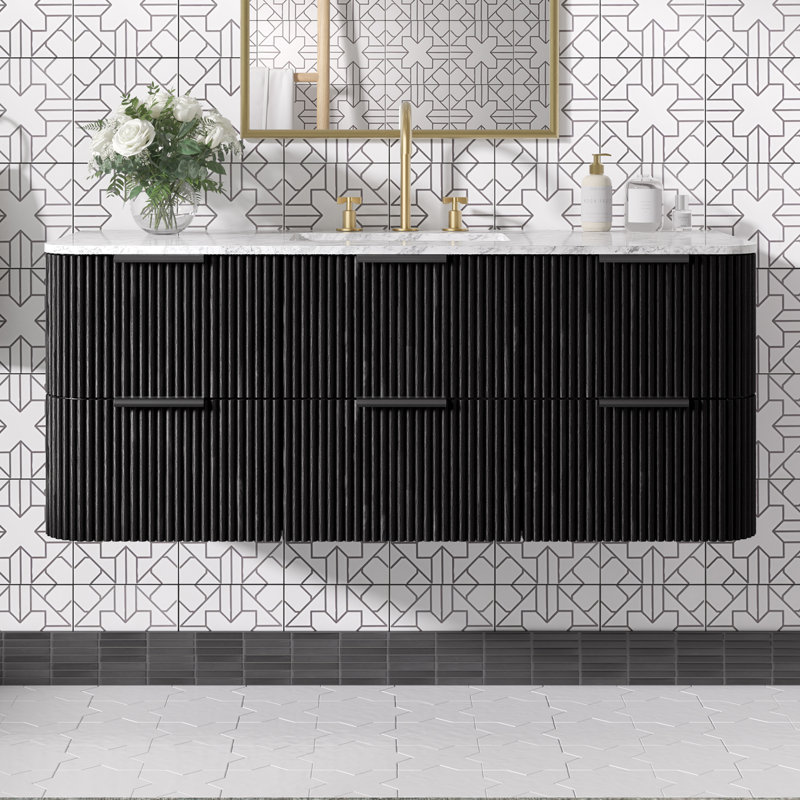 Kensington Floating Vanity 48" Single Vanity, Black