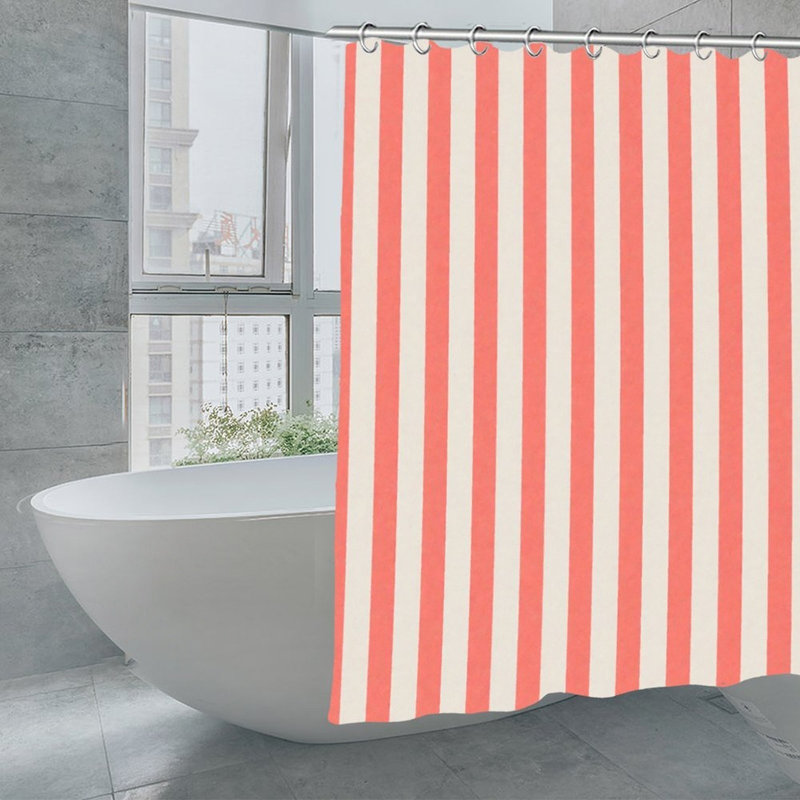 Rideaux de douche Coral Pink Stripe pour salle de bain, 71 x 71