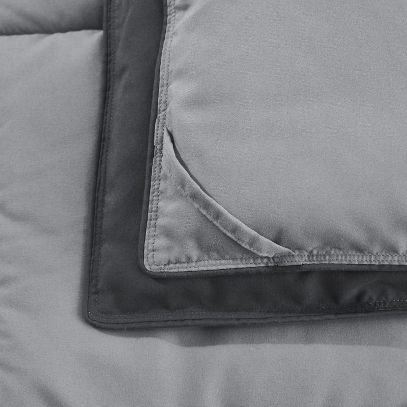 3pc Comforter Set - All Season Reversible Down Alternative Comforter with Two Shams - Breathable, Soft, Fluffy, Gray