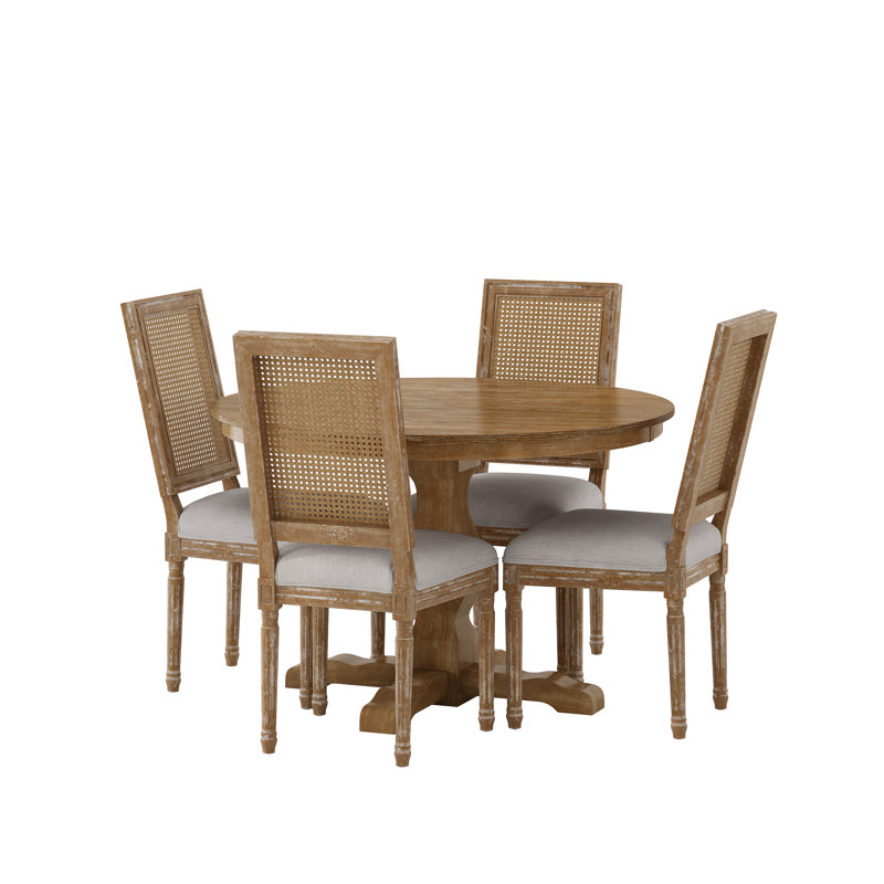 Ensemble repas pour 4 personnes Burslem, Naturel, Naturel, Naturel / gris clair