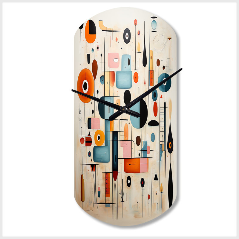 Horloge murale cylindrique rose Mid-Century Whimsical Wonders III - Mid-Century, Petit
