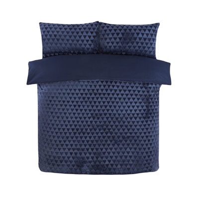 Diamond Cut Velvet Polyester Geometric Shapes Duvet Cover Set with Pillowcases Included