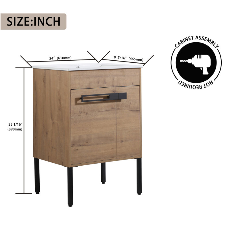 Ensemble de meuble-lavabo 24 po avec dessus Bredon, meuble-lavabo simple 24 po, ensemble de meuble-lavabo simple 24 po, meuble-lavabo simple 24 po avec 2 portes et lavabo en céramique