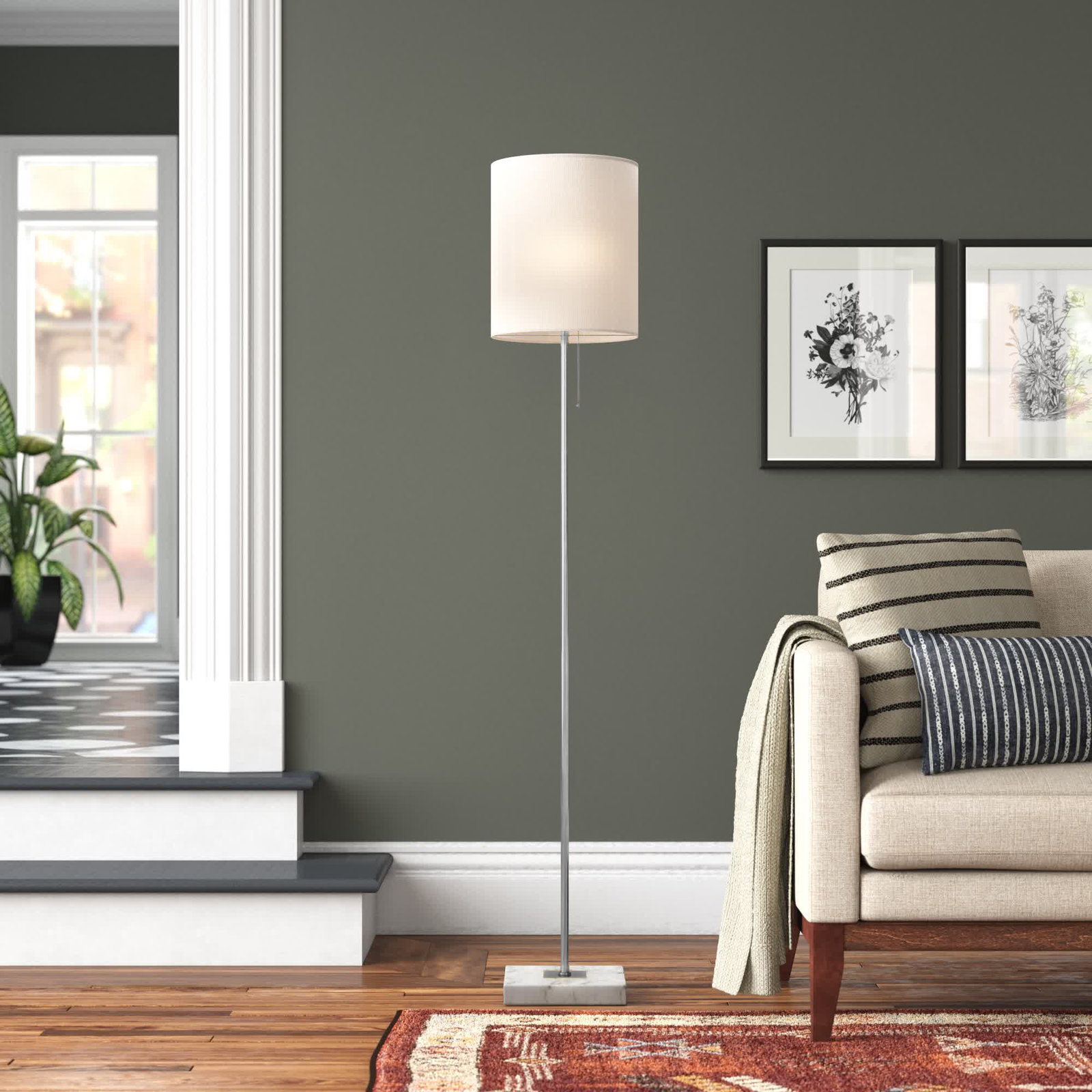 Reed 62'' Floor Lamp, Brushed Steel