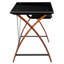 Glass Computer Desk with Pull-Out Keyboard Tray and Crisscross Frame-129960745