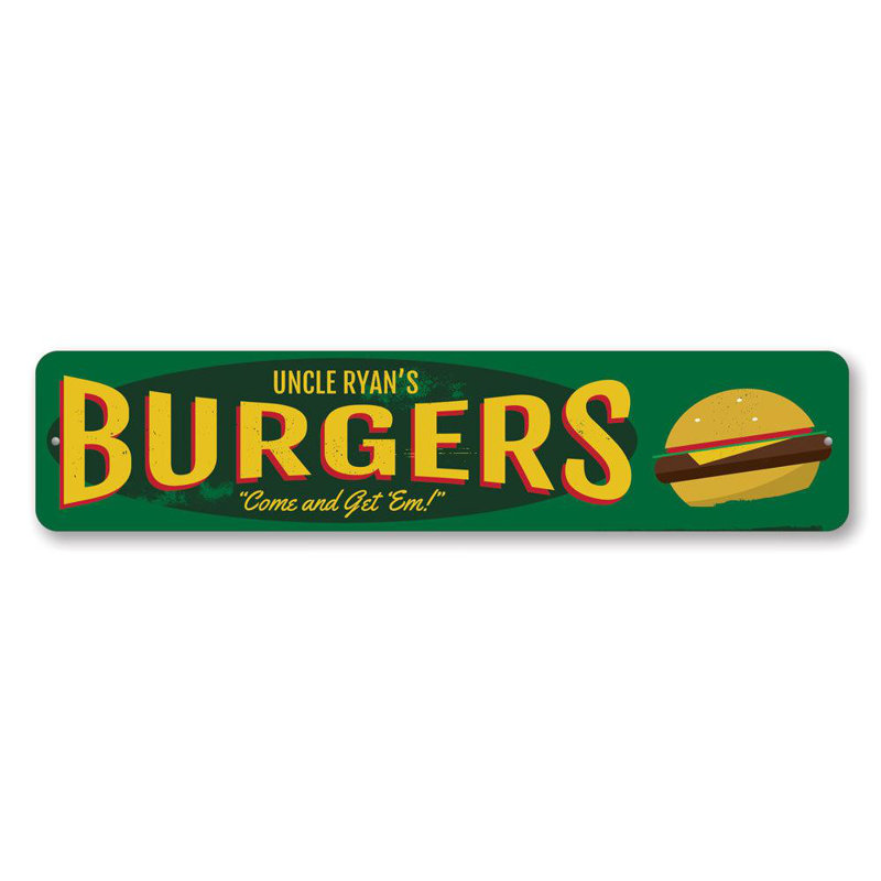 Plaque en aluminium Burgers, H 6 po x l 24 po x P 0,06 po