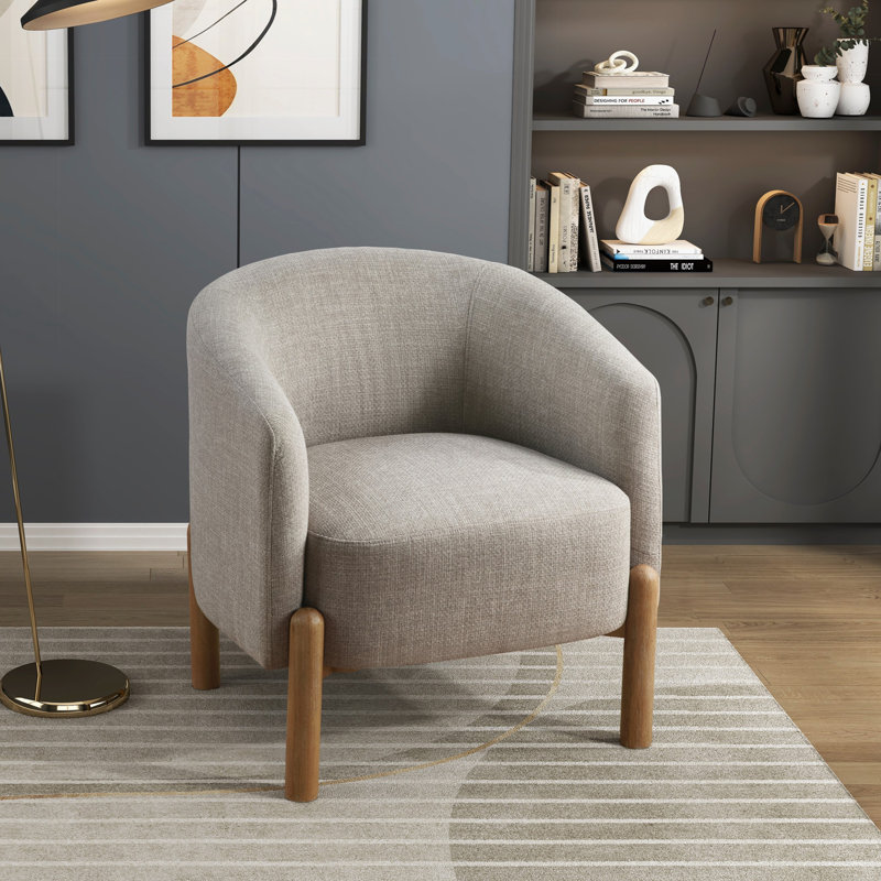 Chaise rembourrée en polyester avec 4 pieds, Polyester taupe