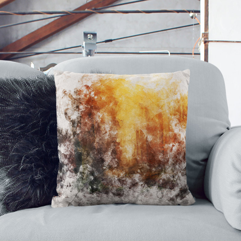 Forest at Sunset Cushion with Filling, 55cm H x 55cm W x 20cm D, Stone