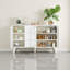 Buffet Farmhouse Buffet, rangement en bois rustique blanc de 55,5 pouces de largeur avec 3 tiroirs et portes escamotables, organisateur de bar à café pour la salle à manger, la cuisine et le salon-1826674351