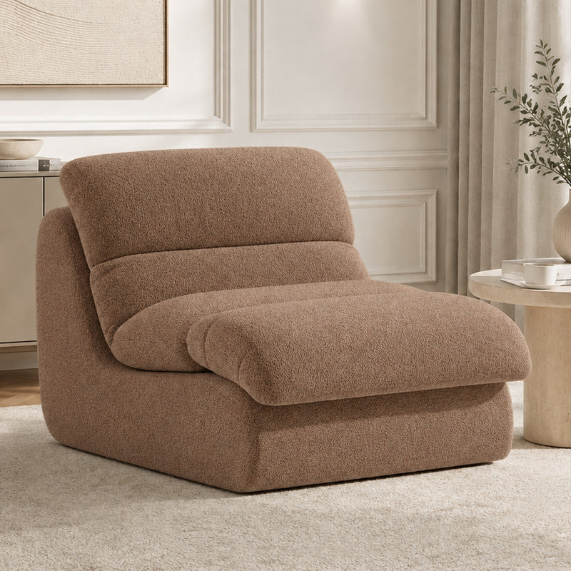 Chaise d'appoint rembourrée Modern, Brun