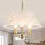 15 Inch 3-Light Modern Glass Chandelier With Water Ripple Glass Shade, Rustic Farmhouse Round Drum Pendant For Kitchen Island